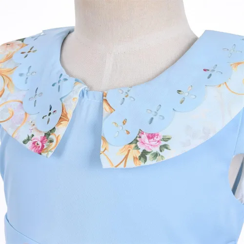 Vista 4 de Cosplay Life Vestido floral para niñas y adultos jóvenes a la moda, cintura de flores, vestido de fiesta para niños, vestido de festival de 2 a 6