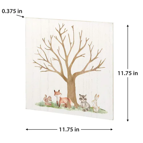 Vista 2 de Lillian Rose Woodland Baby Shower - Libro de invitados alternativo con almohadilla de tinta, crema, 11.75 x 11.75 x 0.375 pulgadas