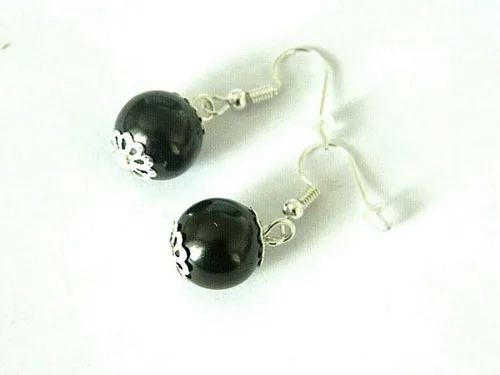Vista 7 de ARETES SHUNGITE 0.472 in perlas