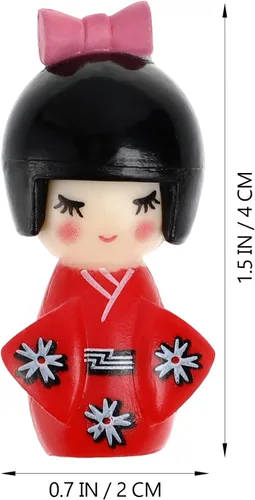 Vista 2 de NUOBESTY Adorno tradicional japonés de muñeca kimono de madera, geisha asiática, estatua coleccionable para oficina, hogar, fiesta, decoración