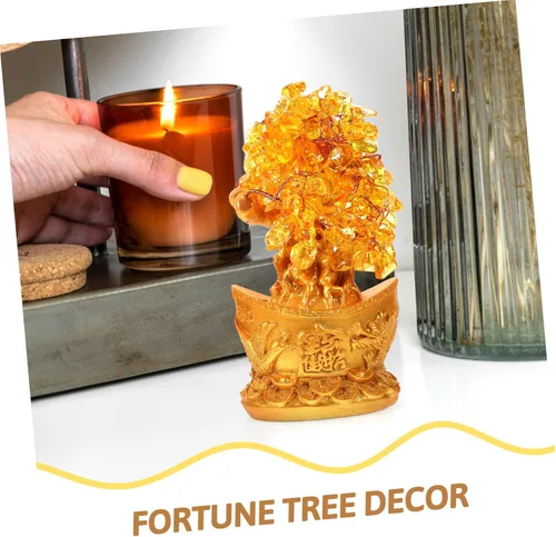 Vista 4 de LIFKOME Estatua única del árbol de la suerte del árbol del dinero del arte del cristal del adorno de la suerte para el regalo de la decoración china