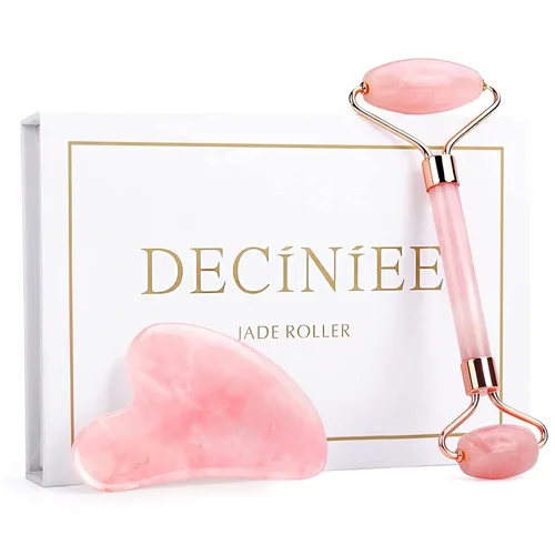 Vista 8 de Deciniee Juego de rodillo de jade y gua Sha - Masajador facial de belleza y herramienta Guasha para ojos, cuello, cuerpo - 2 en 1 herramientas