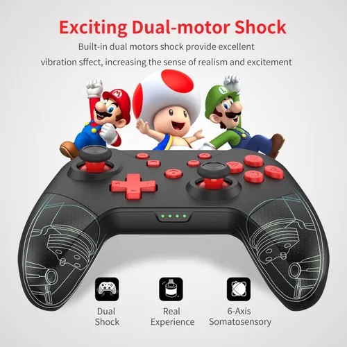 Vista 2 de GCHT GAMING Controlador de interruptor, controlador Switch Pro para interruptor inalámbrico SwitchLiteOLED con Wake Up AmiiboNFC, turbo, movimiento
