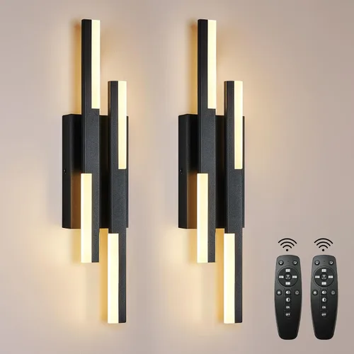 Vista 19 de Benkut - Aplique de pared LED moderno negro remoto para baño