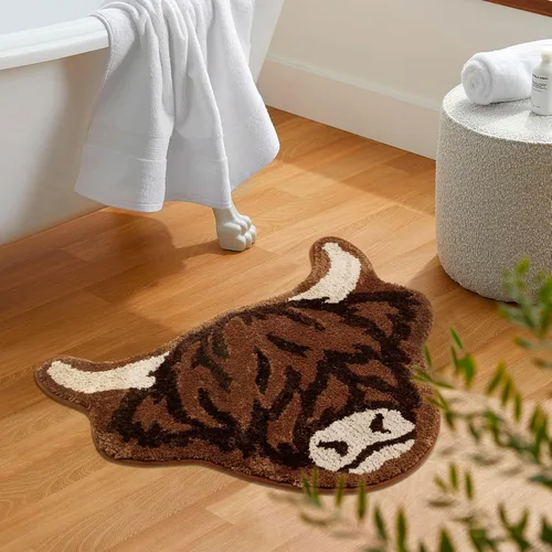Vista 6 de Percozzi Highland - Alfombra de baño con diseño de vaca occidental
