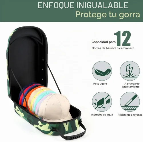 Vista 2 de GERMUN Funda rígida para gorra de béisbol, funda de viaje con correa ajustable para el hombro, funda para 12 gorras de béisbol, perfecta para viajes