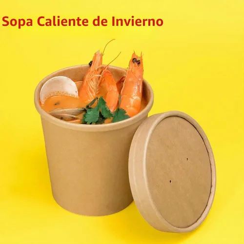 Vista 5 de bloomoon Paquete de 60 recipientes de papel de 16 onzas con tapas, recipientes de pinta de helado, recipientes desechables de sopa de 16 onzas