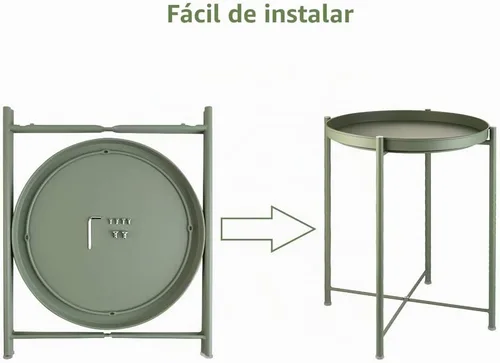 Vista 7 de EKNITEY - Mesa auxiliar pequeña de metal, mesa lateral impermeable para sofá pequeño, mesas de café para dormitorio, interior y exterior, con verde