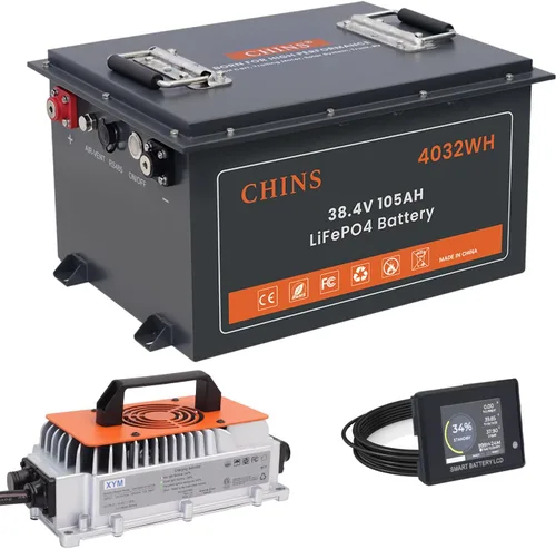 Vista 12 de CHINS - Batería de litio para carrito de golf de 36 V, 100 Ah, batería Bluetooth LiFePO4, BMS de 200 A incorporada, corriente máxima de 1000 A