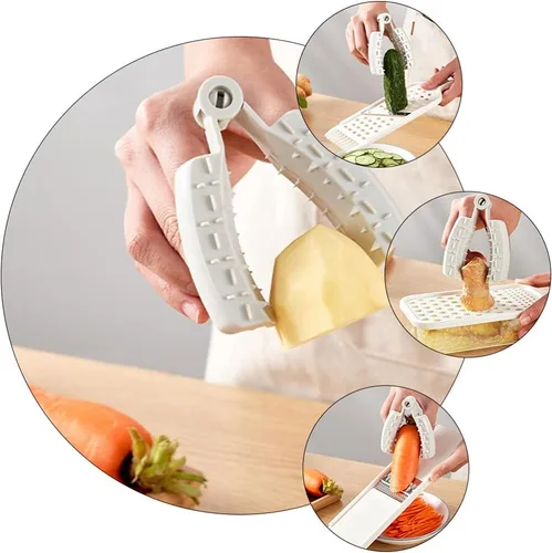 Vista 2 de Hemoton Rallador de verduras, 2 piezas, soporte multiusos para cortar frutas y verduras, guía de clip de seguridad, protector de dedos anticorte