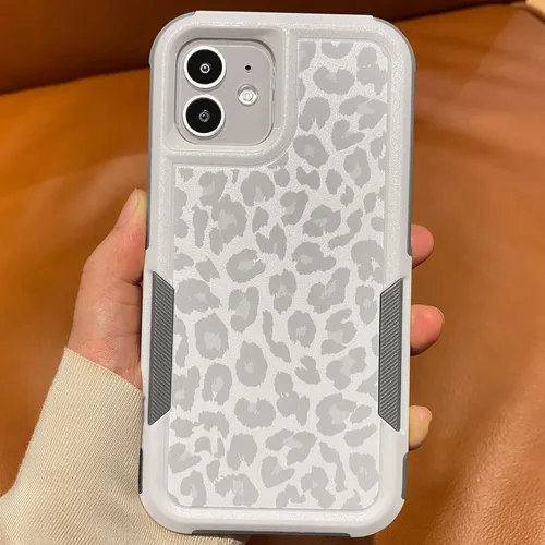 Vista 12 de Funda magnética para iPhone 17 Pro, compatible con Magsafe, lindo estampado de leopardo blanco guepardo, resistente, resistente, protección