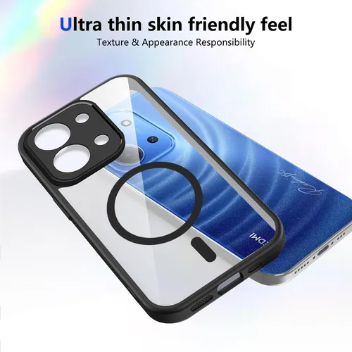 Vista 598 de Funda magnética transparente compatible con Xiaomi 17T, color negro 2 en 1 PC + TPU cubierta de teléfono a prueba de golpes, carcasa protectora
