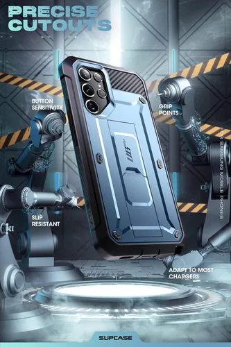 Vista 6 de SUPCASE Funda para Samsung Galaxy S22 Ultra con Soporte (Unicorn Beetle Pro), [Marco Frontal Integrado y Clip para Cinturón]