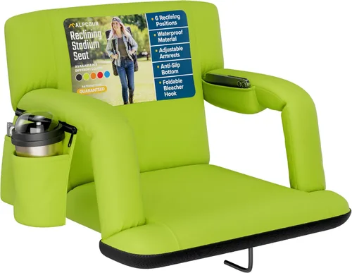 Vista 26 de Alpcour Asiento plegable para estadio – Silla de apoyo para adultos amplios reclinables de lujo para adultos para blanqueadores – Mejor extra grueso