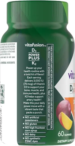 Vista 2 de Vitafusion Gomitas de vitamina D3 K2 60 unidades Delicioso sabor a