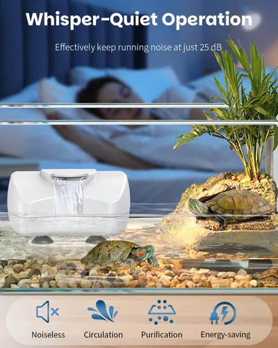 Vista 5 de Pawfly Mini filtro de tortuga de 80 GPH de 4 W para tanques de 1 a 10 galones, filtro de tanque de tortuga de biofiltración de bajo nivel de agua