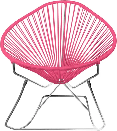 Vista 14 de Innit Designs Acapulco - Silla mecedora con estructura cromada, color turquesa, tejido naranja Verde