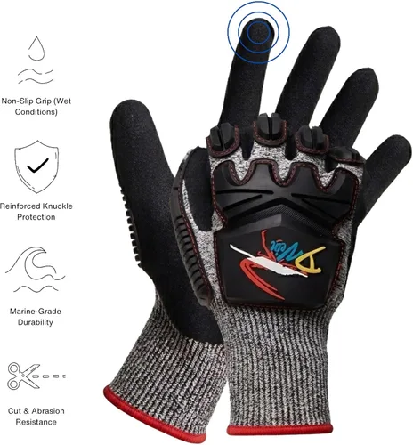 Vista 2 de D Vein Guantes de langosta para buceo Kevlar Pesca Submarina Guante de buceo Resistente a pinchazos