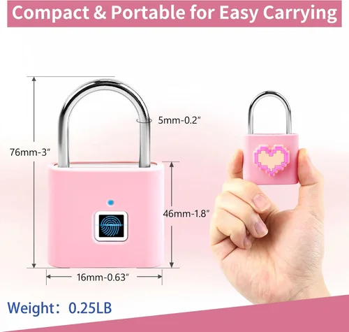 Vista 6 de UMIKSMART - Candado inteligente de huellas dactilares, combinación de candado sin llave con carga USB, impermeable para bicicleta, casillero