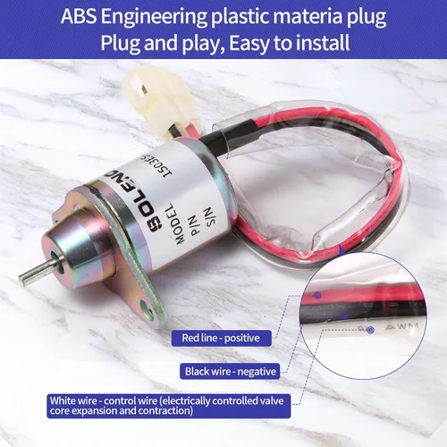 Vista 3 de 119653-77950 Solenoide de apagado de combustible 1503ES-12S5SUC5S Woodward M806808 para John Deere 790 990 2020 2030 2030A 2210 Yanmar 3TNE84 3TNE88