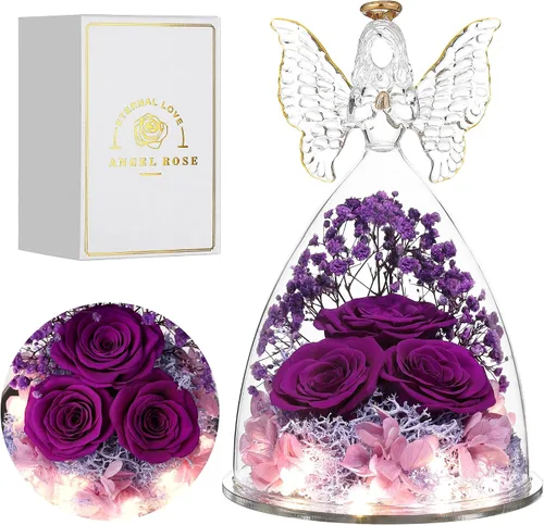 Vista 18 de Ocosy Regalos de rosas para el Día de la Madre para ella, regalos de rosas grandes para mujeres, rosas reales para siempre en figuras de ángel