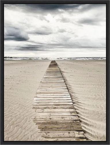Vista 11 de Amanti Art Framed Canvas Wall Art 24x18 Sandy Beach Boardwalk by Incado, Framed Wall Art Canvas, Beach Artwork, Traditional Decor, Medium Poster