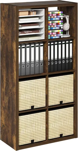 Vista 40 de Furinno Estantería para cubículos, estantería apilable, organizador de almacenamiento en cubos con parte trasera abierta, extragruesa, 15.8 x 15.8 x