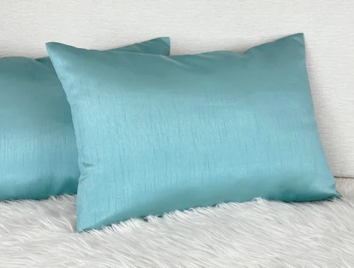 Vista 2 de Aiking Home - Funda de almohada decorativa rectangular de seda sintética de 12 x 18 pulgadas, cierre de cremallera, color aguamarina (juego de 2)