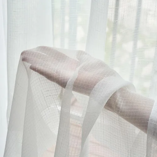 Vista 5 de Cortinas de lino plisadas color blanco hueso de 94 pulgadas, 2 paneles