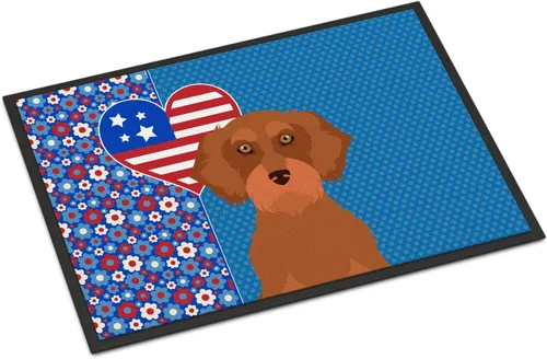 Vista 193 de Caroline's Treasures WDK5119JMAT Airedale Terrier USA - Tapete para interiores o exteriores, 24 x 36 pulgadas, tapete para puerta delantera