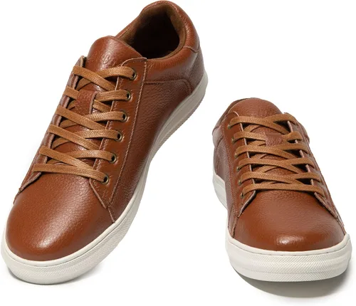 Vista 5 de Zapatos deportivos de cuero a la moda para hombre, tenis Oxford casuales para caminar diariamente para hombre