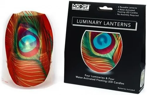 Vista 7 de MODGY Faroles luminarios decorativos para interiores y exteriores, lámparas de plástico para mesa de boda, centro de mesa, porche, paquete de 4
