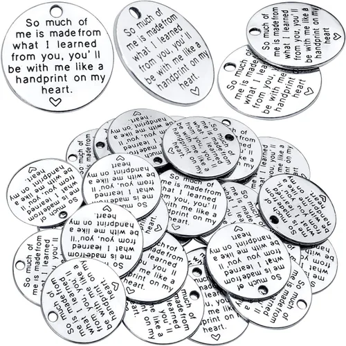 Vista 8 de Aylifu Dijes inspiradores con palabras, 30 piezas de colgantes de letras grabadas con mensaje grabado, cuentas de suministros de manualidades