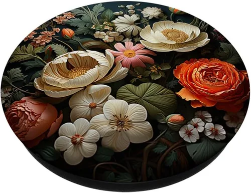 Vista 2 de flor floral hermosas flores y hojas verdes PopSockets intercambiables PopGrip