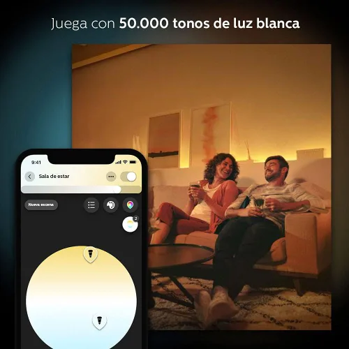 Vista 3 de Philips Hue White Ambiance BR30 - Paquete de 2 luces LED inteligentes regulables equivalentes a 60 W