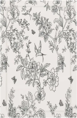 Vista 75 de Cubierta de tomacorriente eléctrico dúplex individual estilo campestre con diseño floral de flores y pájaros en blanco y negro, placa de pared de 1