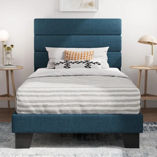 Vista 27 de SHA CERLIN Marco de Cama de Plataforma Twin con Cabecera de Tela Tapizada, Base de Colchón con Fuerte Soporte de Listones de Madera, No Necesita