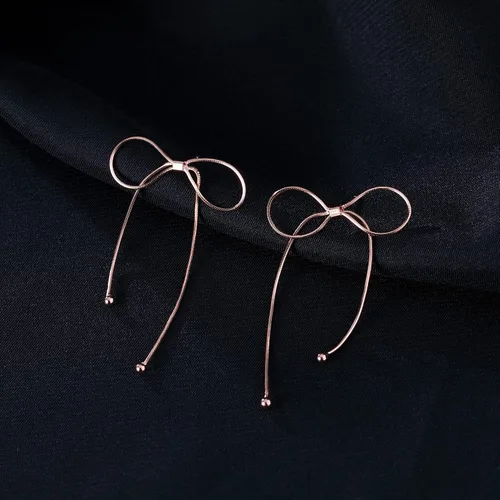 Vista 4 de Reffeer Solid 925 Sterling Silver Bow Drop Earrings Dangle for Women Teens Bowknot Dangle Earrings Studs