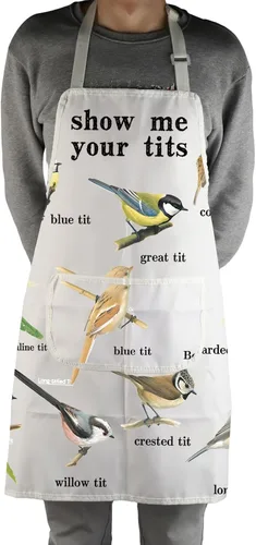 Vista 4 de MBMSO Delantal de tetas con bolsillos, delantal de cocina para observación de aves para amantes de las aves Tetas Delantal w