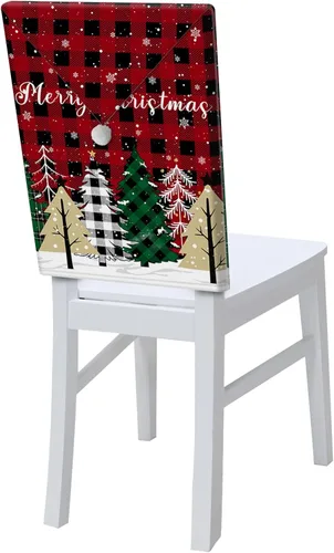 Vista 10 de Fundas para respaldo de silla de comedor, bolas de Navidad con diseño de copo de nieve en color rojo de invierno, fundas para sillas de cocina Árbol