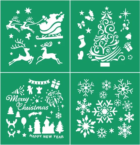 Vista 11 de DGAGA Plantillas de pantalla de seda de Navidad, reutilizables, autoadhesivas, Baby It's Cold Outer, plantillas de malla de tiza para decoración
