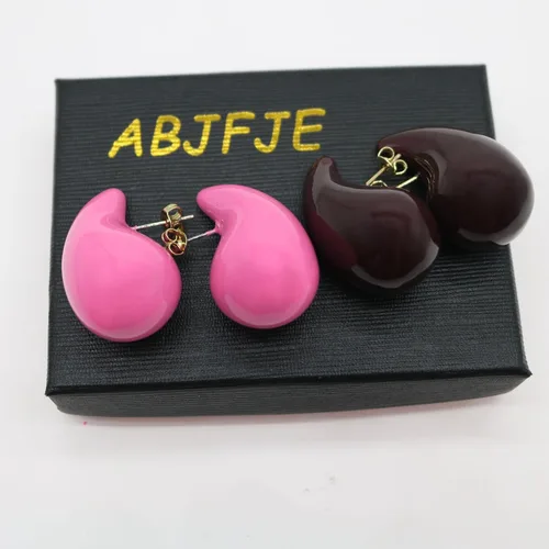 Vista 7 de 2 pares de aretes de gota de agua gruesos dorados y plateados, ligeros, huecos, aretes de aro de lágrima, regalo de joyería de moda para mujeres