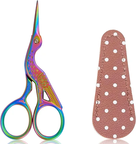 Vista 20 de BIHRTC - Tijeras pequeñas de 3.6 pulgadas para manualidades, punto de cruz, tejido, costura, enhebrado, trabajo de aguja, arte, bricolaje, con punta