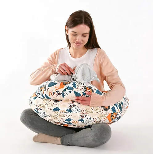 Vista 8 de Almohada de lactancia para lactancia materna, almohadas ergonómicas de alimentación para bebés con funda de algodón extraíble lavable, correa