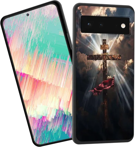 Vista 38 de Funda delgada para Google Pixel 4 XL, funda delgada de silicona de TPU suave a prueba de golpes para Google Pixel 4 XL, cruz negra