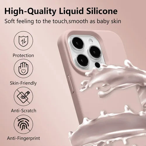 Vista 503 de Funda magnética de silicona para iPhone 13 Pro, color blanco antiguo [Compatible con Magsafe] [Forro de microfibra suave antiarañazos], funda