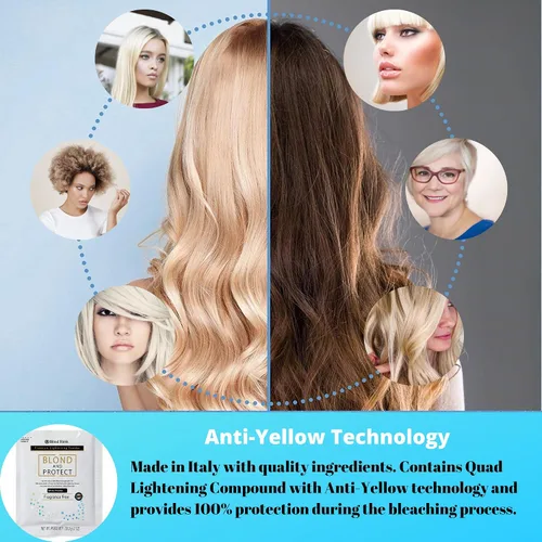 Vista 5 de Blond And Protect - Kit de aclarado de cabello DIY de 8 niveles de blanqueamiento para el cabello, combo - 20 vol. Desarrollador (polvo azul)