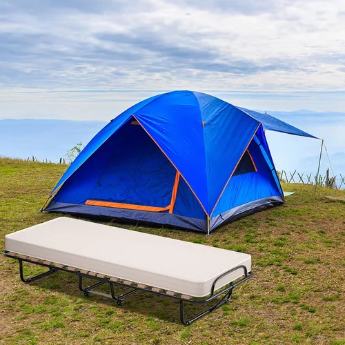 Vista 4 de BestComfort Cama plegable con colchón, cama plegable para invitados con colchón de espuma viscoelástica, cama portátil con marco de acero, cama