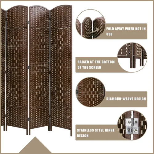 Vista 3 de Vnewone - Divisor de habitación de 6 pies de alto, fibra de tejido de diamante, pantalla de privacidad, divisor de habitación plegable para sala