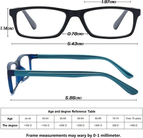 Vista 4 de Lentes de lectura con bloqueo de luz azul para hombres y mujeres, marco rectangular, lectores de computadora con bisagra de resorte